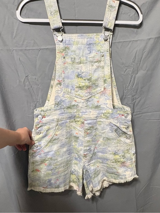 Pilcro Denim - Pilcro Pastel Cut Off Denim Short Overalls in Blue, Green & Pink
